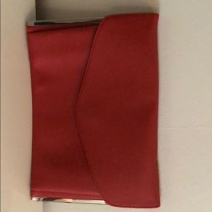 Red leather envelope clutch
